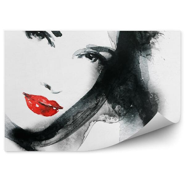 Fototapeta na zeď Malovaný ženský obličej červené rty