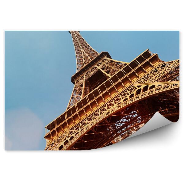 Fototapeta na zeď Prostorový záběr Eiffelovy věže modrá obloha