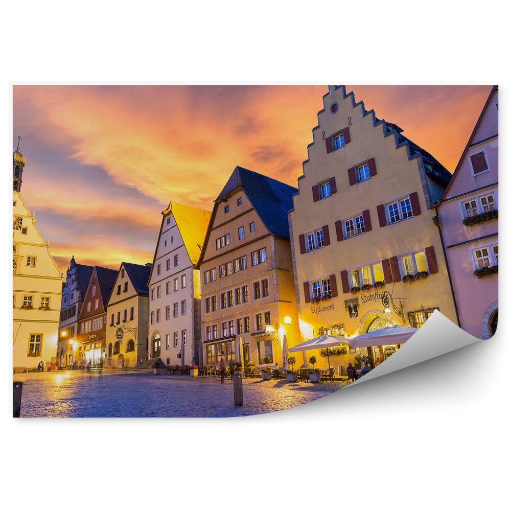 Samolepící fototapeta Budovy domy chodník západ slunce panorama města