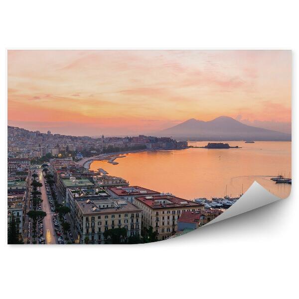 Fototapeta na zeď Budovy oceán moře lodě hory stromy Neapol Itálie