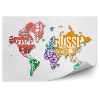 Fototapeta Podrobná mapa světa s hranicemi a názvy zemí