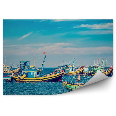 Fototapeta na zeď Rybářské lodě barevná voda