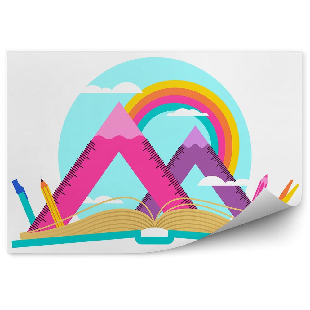 Samolepící fototapeta Školní potřeby knihy barvy