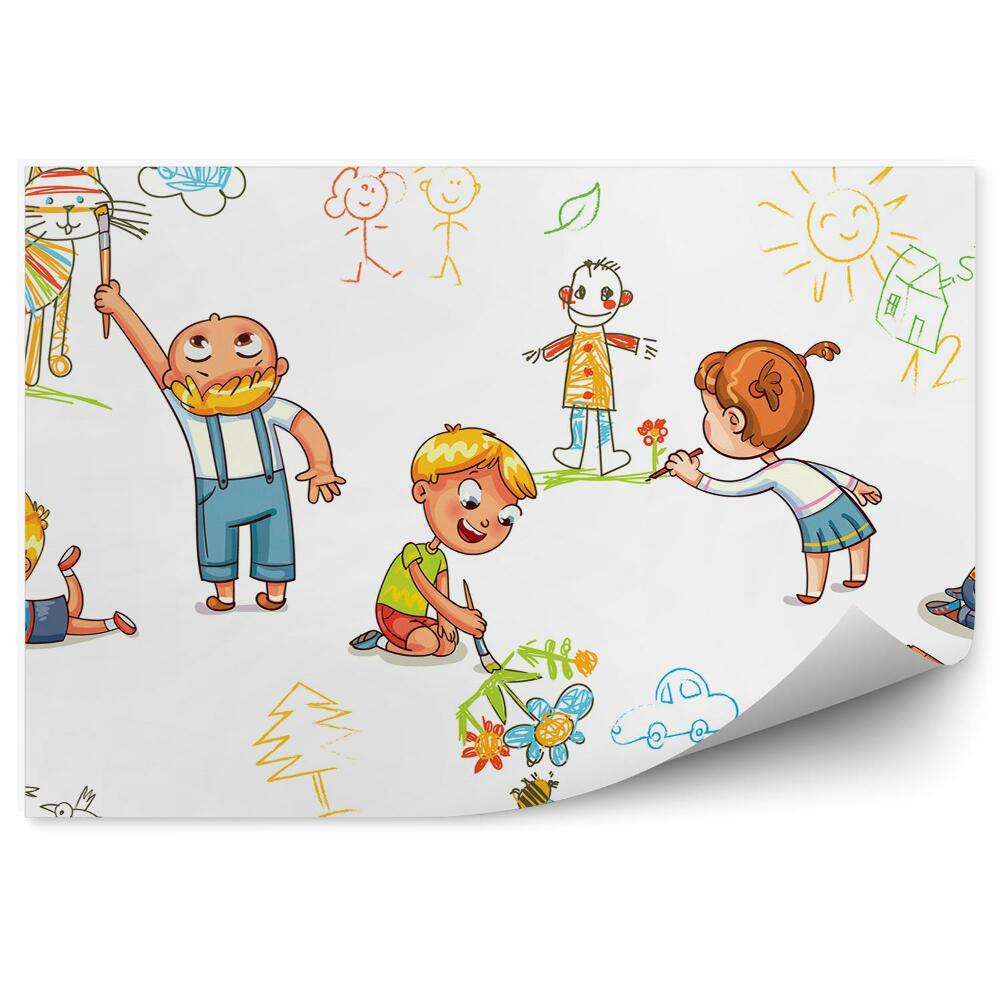 Samolepící fototapeta Výtvarné umění malování kreslení děti radost