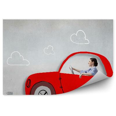 Fototapeta Červené auto žena město