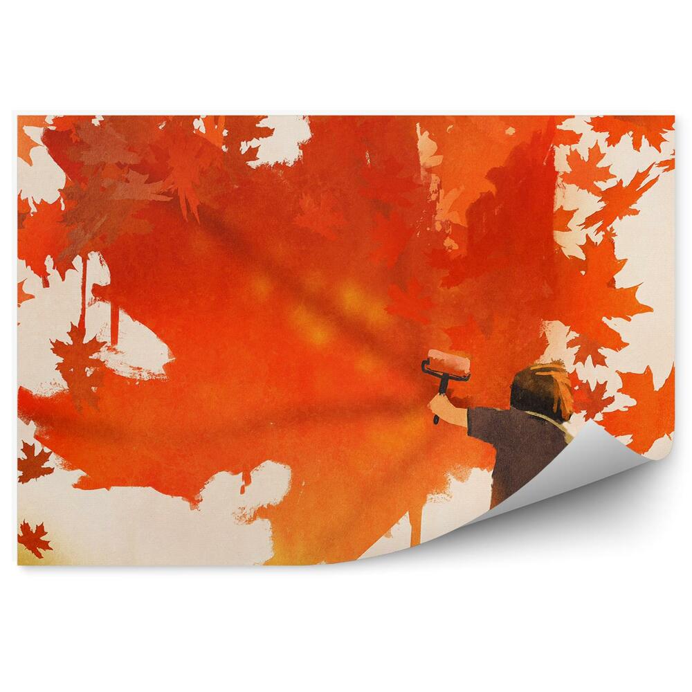 Fototapeta na zeď Dítě maluje kresbu javorových listů