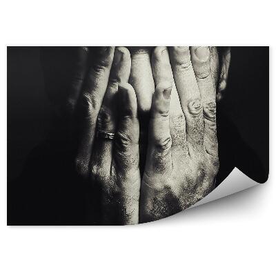 Samolepící fototapeta Muž ruce na obličeji prsten