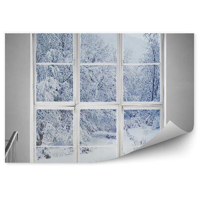 Fototapeta na zeď Okno s výhledem na zasněžený les