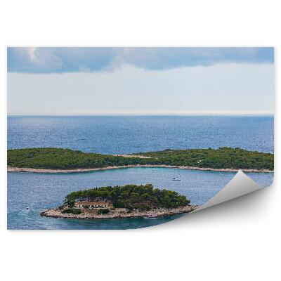 Samolepící fototapeta Pohled z ptačí perspektivy lodě domy stromy ostrov Miami