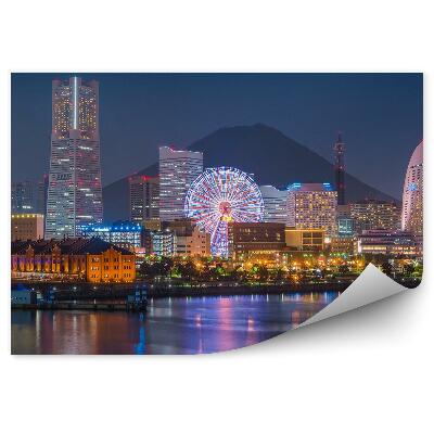 Fototapeta Yokohama panorama města Mt. Fuji soumrak noční světlo