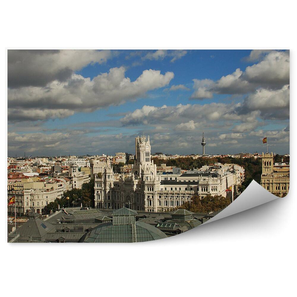 Fototapeta na zeď Madrid panorama města budovy rostliny obloha mraky