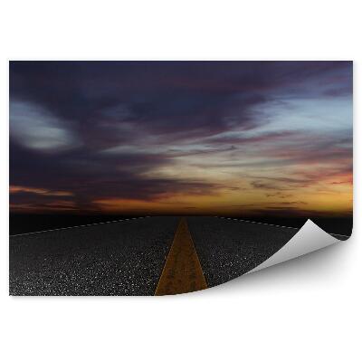 Fototapeta na zeď Noční pohled silnice zblízka na asfaltu