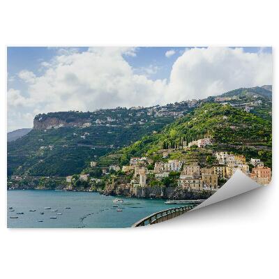 Samolepící fototapeta Ostrovní pobřeží lodě příroda zelené domy