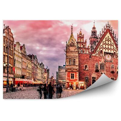 Tapeta na zeď Tumski most katedrála Vratislav sochy budovy obloha mraky stromy kmeny