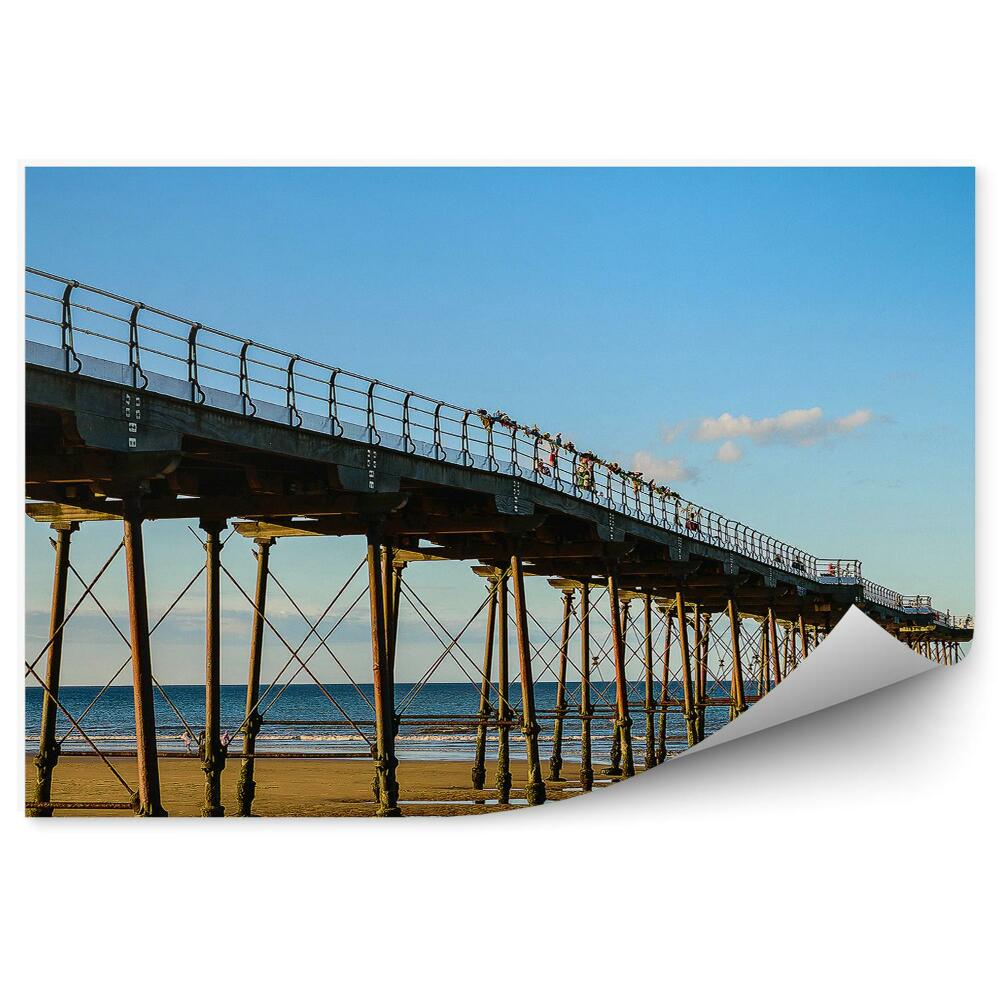 Samolepící fototapeta Pohled z ptačí perspektivy lavičky lidé pláž voda oceán moře