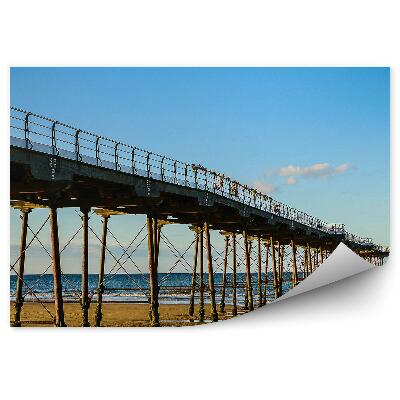 Samolepící fototapeta Pohled z ptačí perspektivy lavičky lidé pláž voda oceán moře