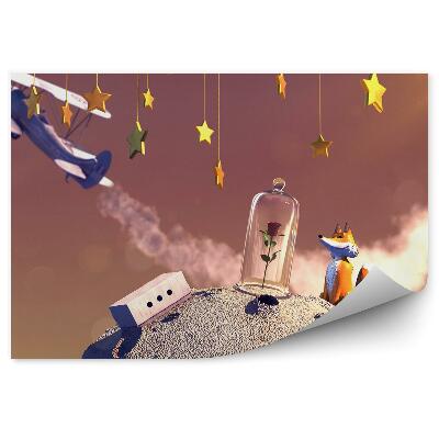 Samolepící fototapeta Liščí růže planeta letadlo hvězdy