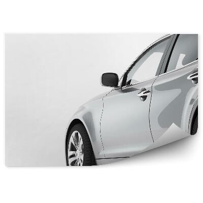 Samolepící fototapeta Stříbrné moderní auto perspektiva na bílém pozadí