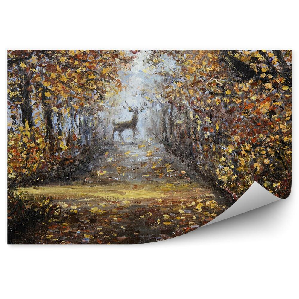 Fototapeta Akvarel jelena v podzimním parku