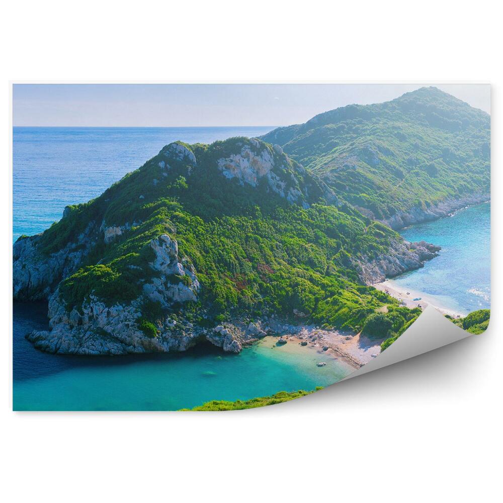 Fototapeta na zeď Panoramatická krajina hory skály zelené rostliny obloha mraky