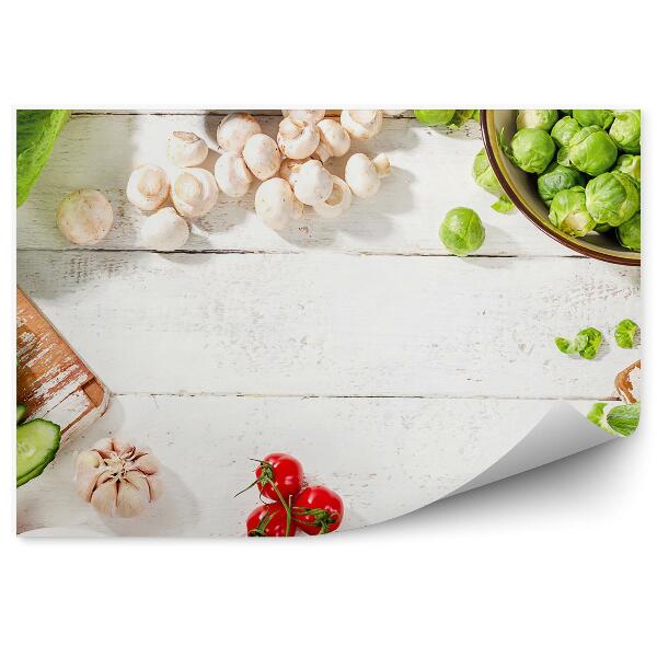 Fototapeta na zeď Syrová zelenina zdravé potraviny barevné bílé pozadí