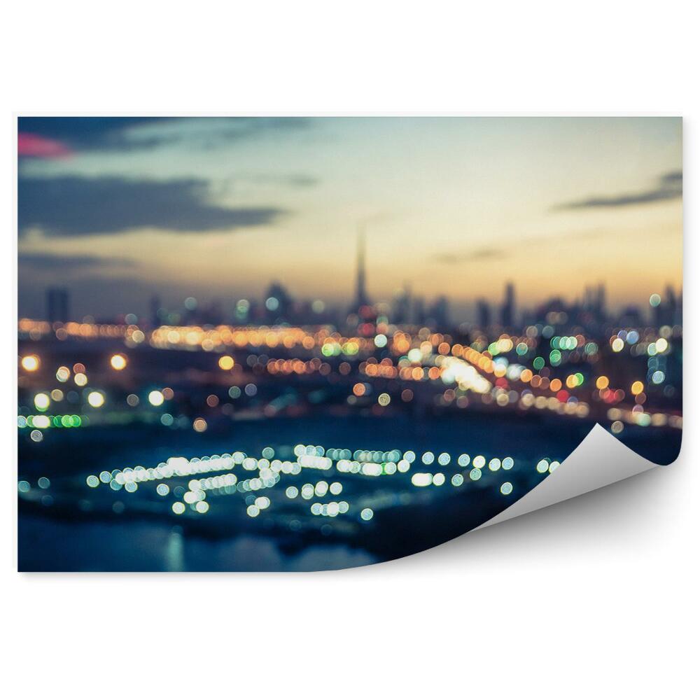 Samolepící fototapeta Dubaj panorama města rozmazaná voda mraky na obloze