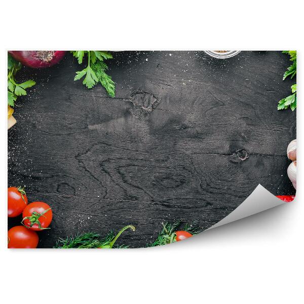 Fototapeta na zeď Zdravé jídlo zelenina červená zelená koření olej