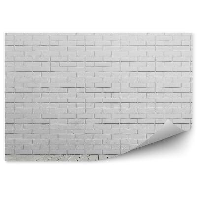 Fototapeta Bílá cihlová zeď a dřevěná podlaha