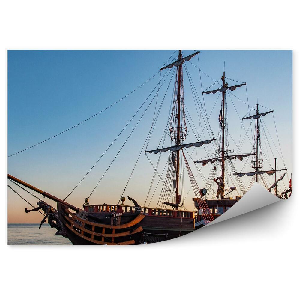 Fototapeta Dřevěná loď molo přístav západ slunce kuchyně