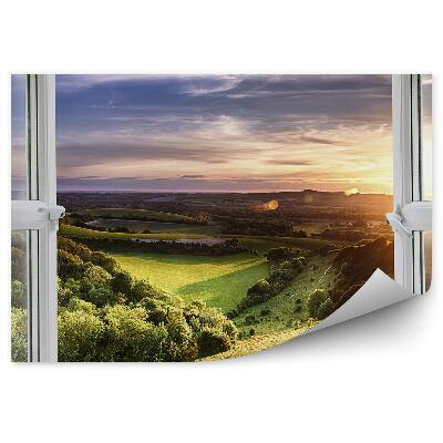 Fototapeta Zeleň polanského kopce pohled z okna