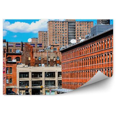 Fototapeta na zeď Budovy ulice žluté taxíky lidé New York