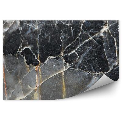 Samolepící fototapeta Tmavý mramor bílé a žluté praskliny