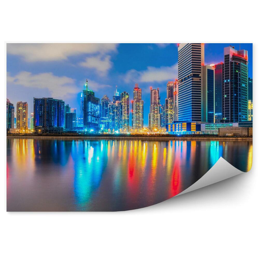 Fototapeta Singapur barvy odrážející se ve vodě budovy mrakodrapy