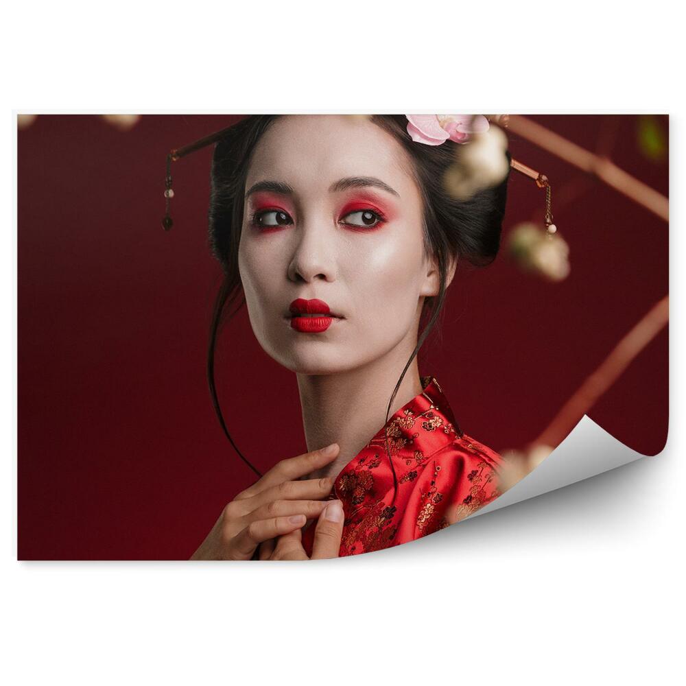 Fototapeta na zeď Portrét ženy gejši make-up kimono