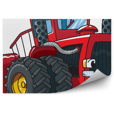 Samolepící fototapeta Usměvavý červený traktor velká kola