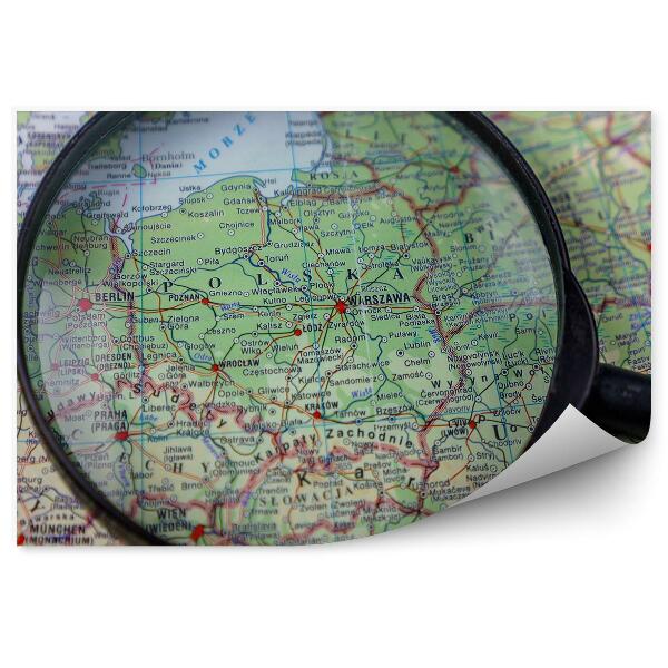 Fototapeta na zeď Lupa Mapa Polska zelená