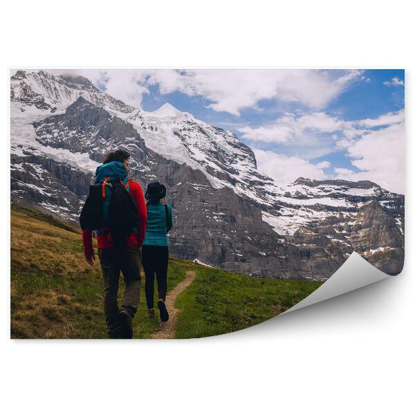 Fototapeta na zeď Pěší turistika Alpy hory sníh krajina nebe mraky