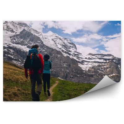 Fototapeta na zeď Pěší turistika Alpy hory sníh krajina nebe mraky