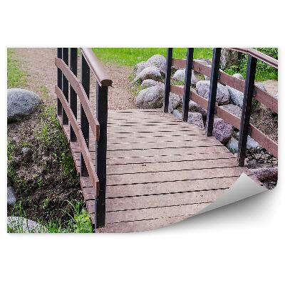 Samolepící fototapeta Most jachta tráva písek jezero obloha mraky