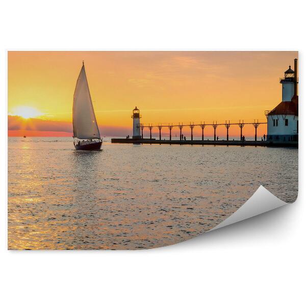 Fototapeta Maják plachetnice voda slunce