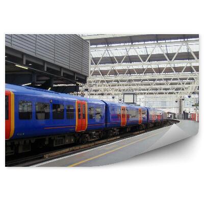 Fototapeta na zeď Velké světelné nádraží modrý vlak