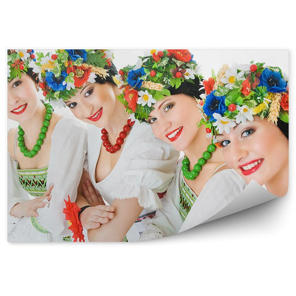 Samolepící fototapeta Ukrajinské tanečnice květiny korálky