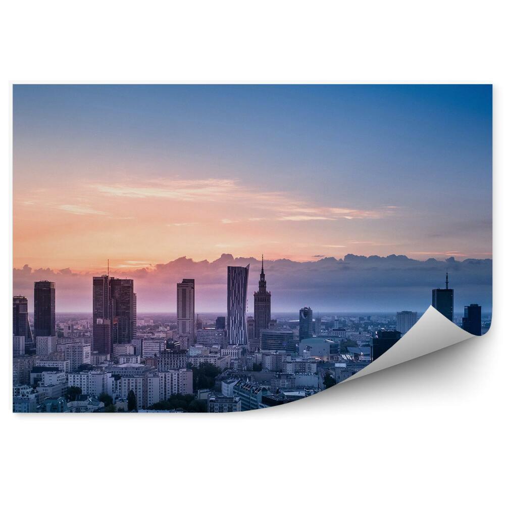 Fototapeta Palác kultury a vědy Varšava mrakodrapy pohled z ptačí perspektivy