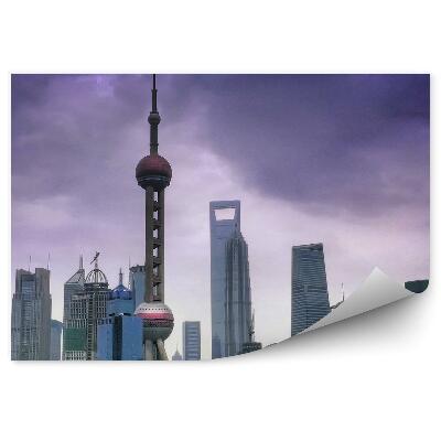 Samolepící fototapeta Budovy města moderní zatažená obloha voda