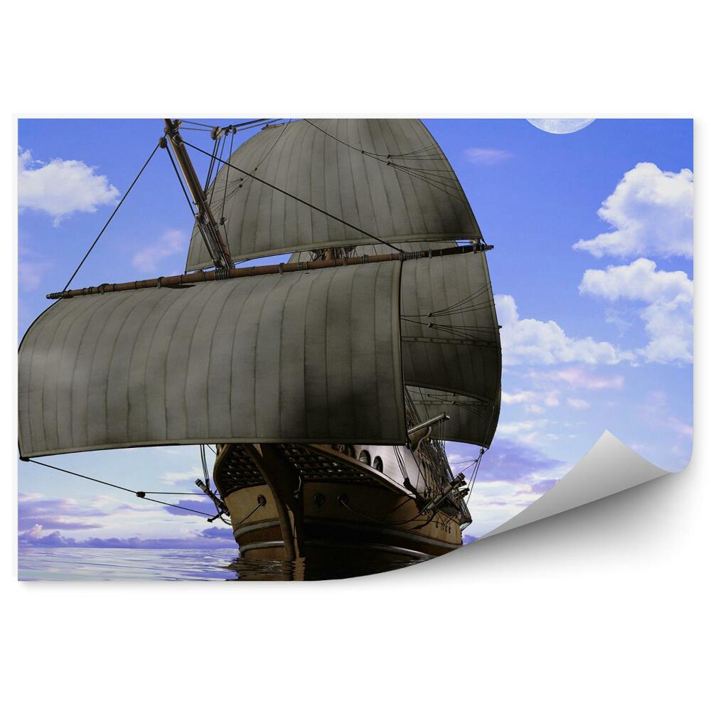 Samolepící fototapeta Odraz lodi ve vodě měsíc