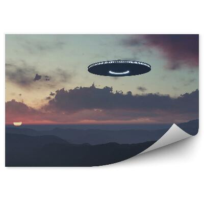 Fototapeta 3d kosmická loď UFO Aljaška hory sníh zima mlha
