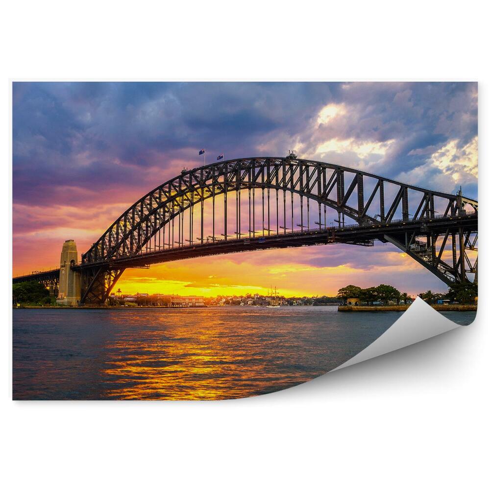 Tapeta na zeď Mrakodrapy stromy lodě oceán nebe mraky Sydney