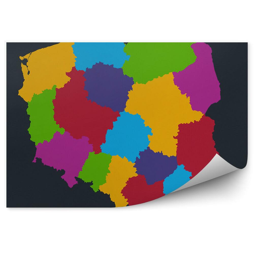 Fototapeta Barevná mapa Polska vojvodství