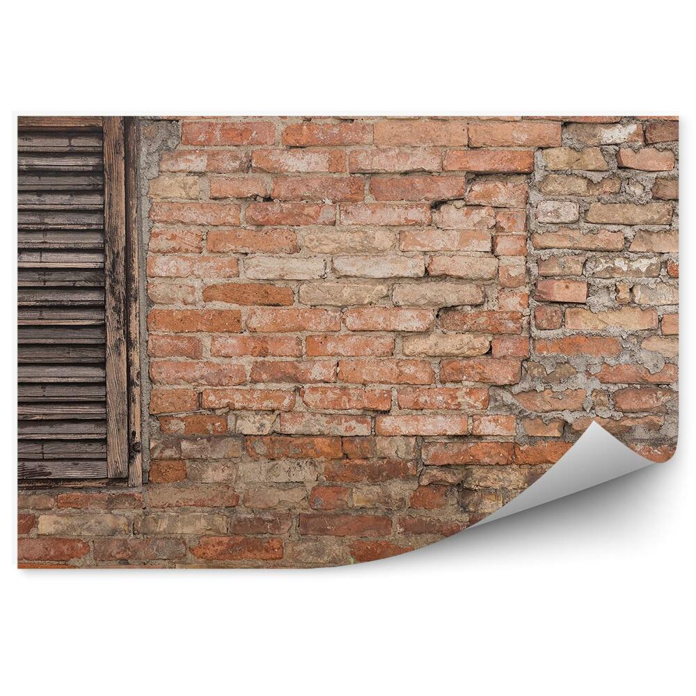 Samolepící fototapeta Stará cihlová zeď a dřevěná okenice