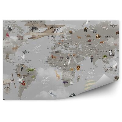 Fototapeta na zeď Stará mapa světa kresba šedá pro děti